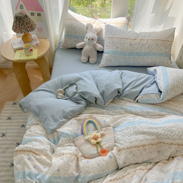 91家纺网 家纺一手货源 找家纺 瑞钰 2025新款云感双层纱暗合四件套 蝶恋花