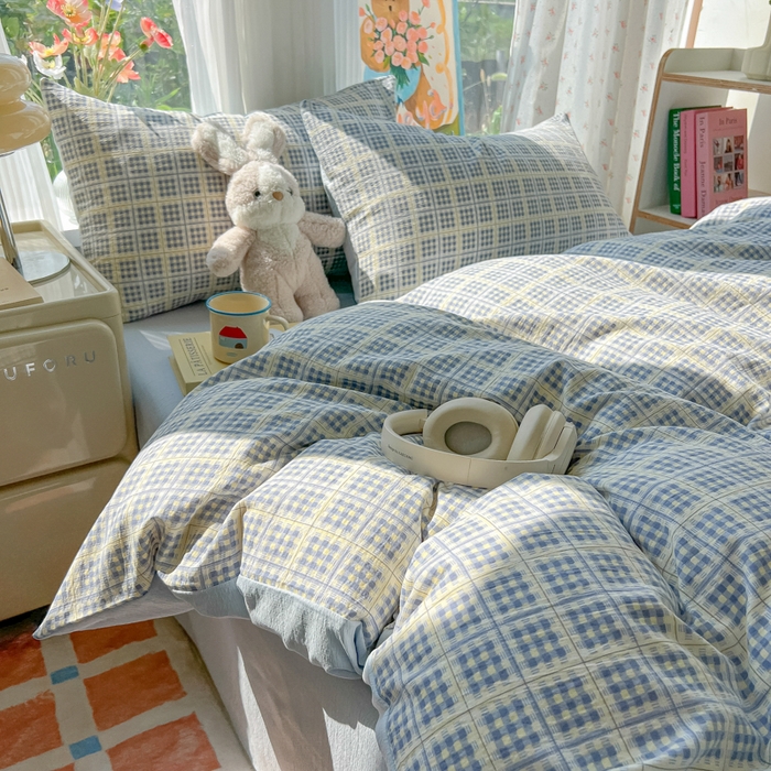 91家纺网 家纺一手货源 找家纺 瑞钰 2025新款云感双层纱暗合四件套 定格时光