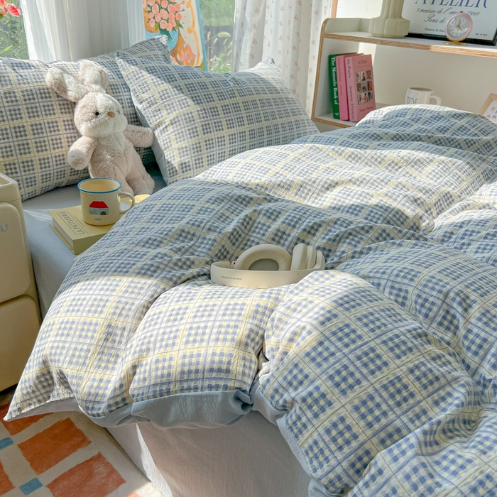 91家纺网 家纺一手货源 找家纺 瑞钰 2025新款云感双层纱暗合四件套 定格时光