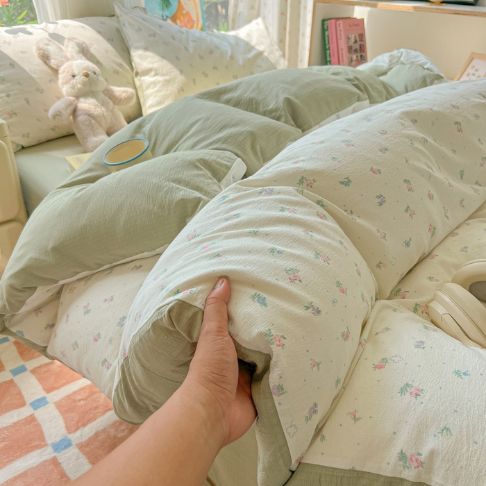 91家纺网 家纺一手货源 找家纺 瑞钰 2025新款云感双层纱暗合四件套 芳草集