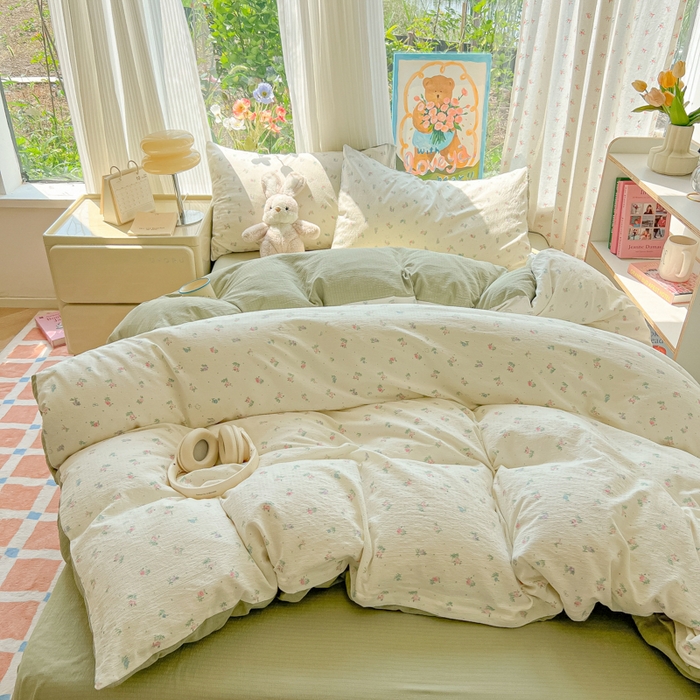 91家纺网 家纺一手货源 找家纺 瑞钰 2025新款云感双层纱暗合四件套 芳草集