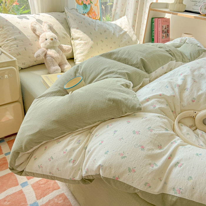 91家纺网 家纺一手货源 找家纺 瑞钰 2025新款云感双层纱暗合四件套 芳草集