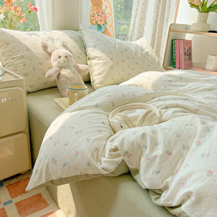 91家纺网 家纺一手货源 找家纺 瑞钰 2025新款云感双层纱暗合四件套 芳草集