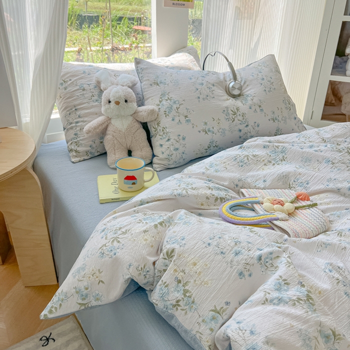 91家纺网 家纺一手货源 找家纺 瑞钰 2025新款云感双层纱暗合四件套 兰草