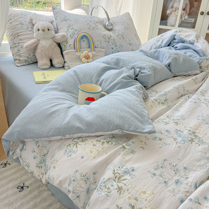 91家纺网 家纺一手货源 找家纺 瑞钰 2025新款云感双层纱暗合四件套 兰草