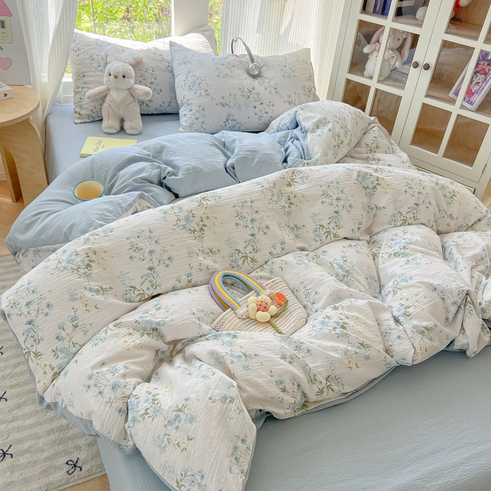 91家纺网 家纺一手货源 找家纺 瑞钰 2025新款云感双层纱暗合四件套 兰草