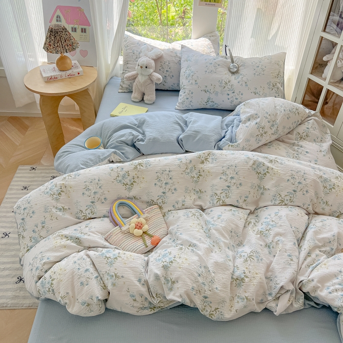 91家纺网 家纺一手货源 找家纺 瑞钰 2025新款云感双层纱暗合四件套 兰草