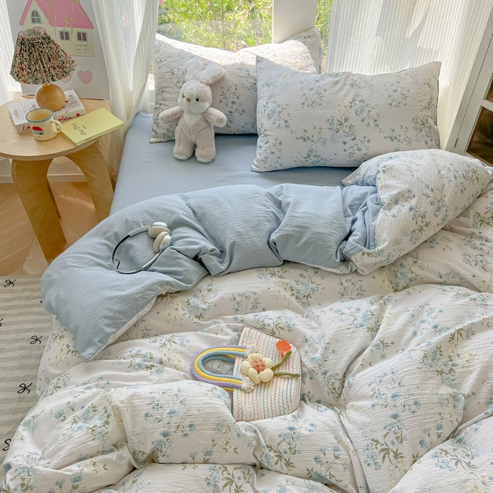 91家纺网 家纺一手货源 找家纺 瑞钰 2025新款云感双层纱暗合四件套 兰草