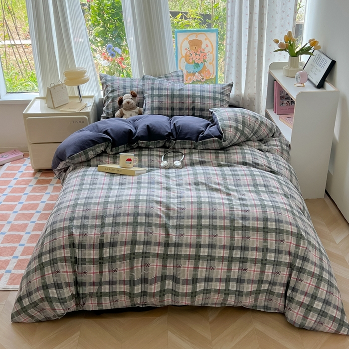 91家纺网 家纺一手货源 找家纺 瑞钰 2025新款云感双层纱暗合四件套 维西格