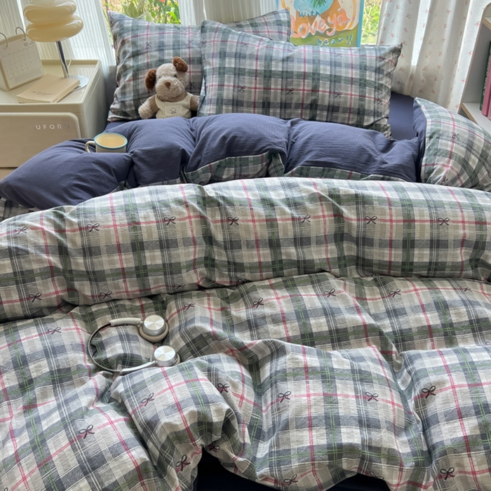 91家纺网 家纺一手货源 找家纺 瑞钰 2025新款云感双层纱暗合四件套 维西格