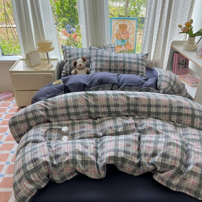 91家纺网 家纺一手货源 找家纺 瑞钰 2025新款云感双层纱暗合四件套 维西格