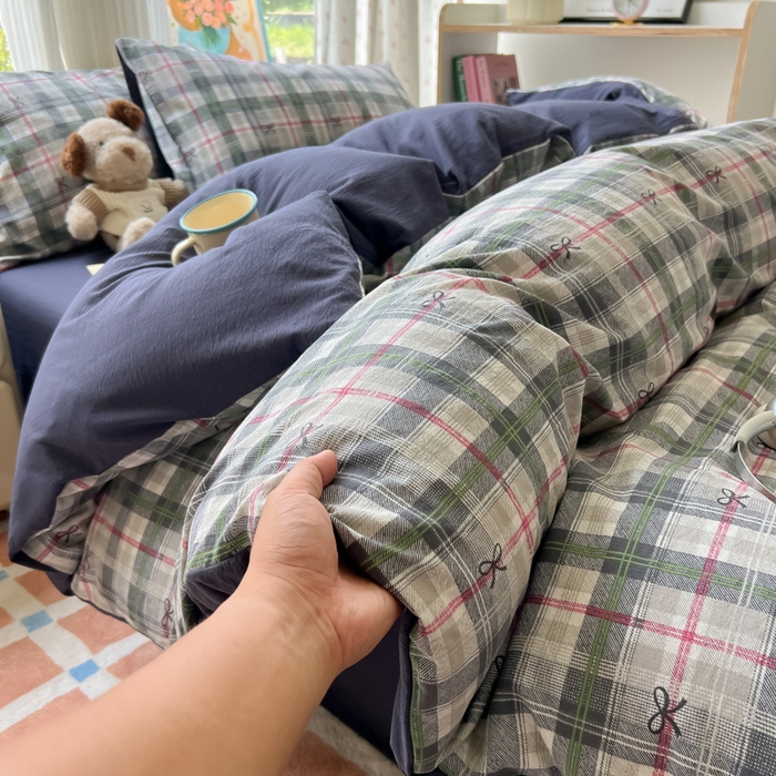 91家纺网 家纺一手货源 找家纺 瑞钰 2025新款云感双层纱暗合四件套 维西格