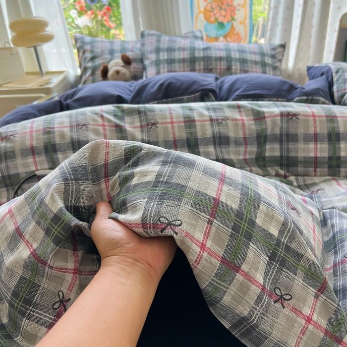 91家纺网 家纺一手货源 找家纺 瑞钰 2025新款云感双层纱暗合四件套 维西格