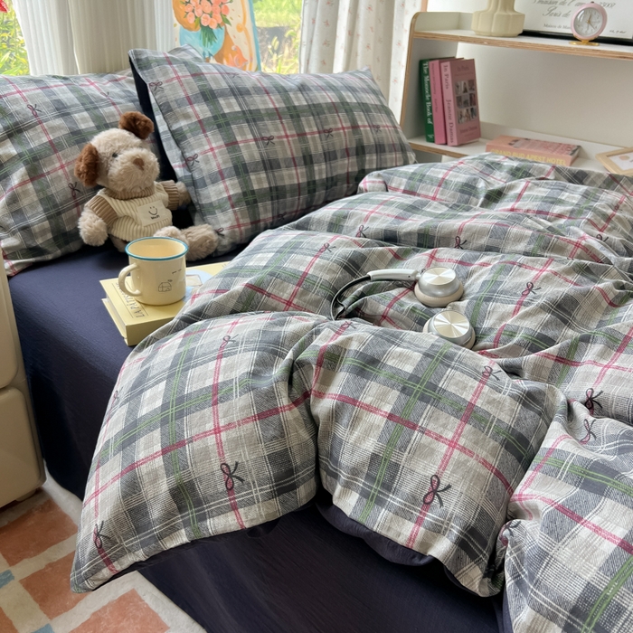 91家纺网 家纺一手货源 找家纺 瑞钰 2025新款云感双层纱暗合四件套 维西格