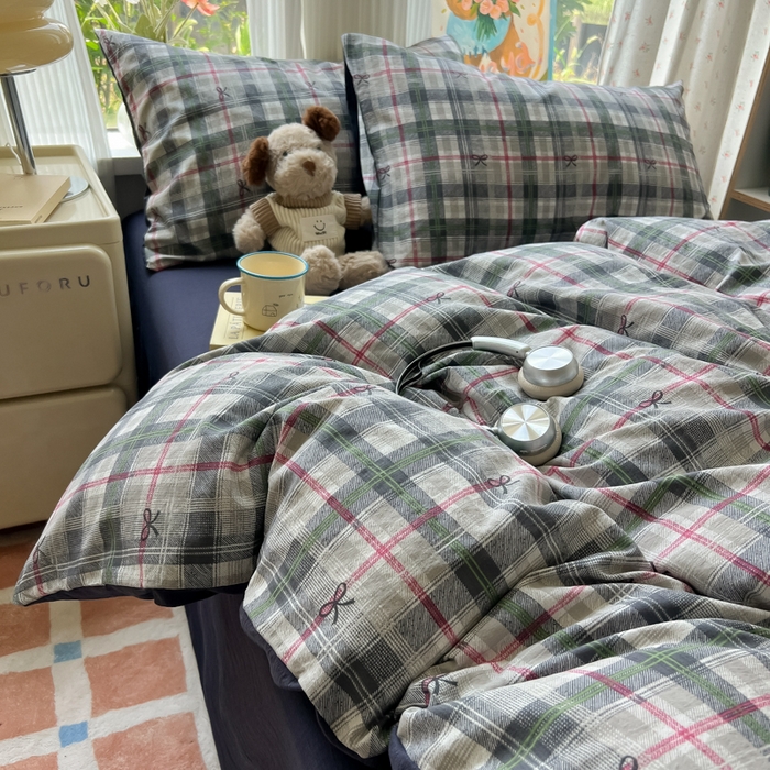 91家纺网 家纺一手货源 找家纺 瑞钰 2025新款云感双层纱暗合四件套 维西格