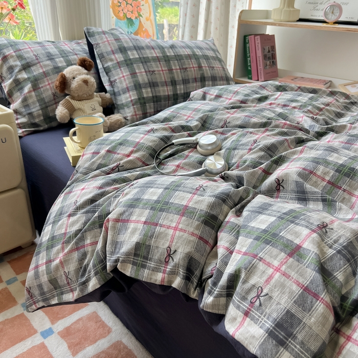 91家纺网 家纺一手货源 找家纺 瑞钰 2025新款云感双层纱暗合四件套 维西格