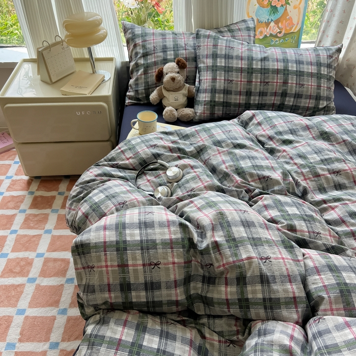 91家纺网 家纺一手货源 找家纺 瑞钰 2025新款云感双层纱暗合四件套 维西格