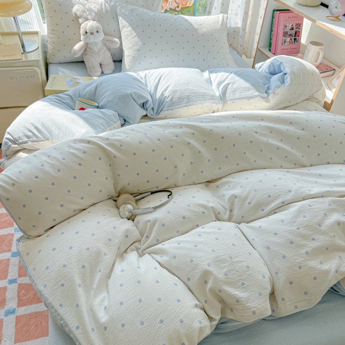 91家纺网 家纺一手货源 找家纺 瑞钰 2025新款云感双层纱暗合四件套 小确幸