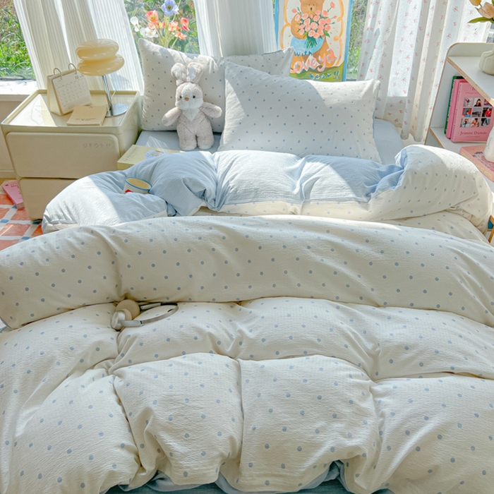 91家纺网 家纺一手货源 找家纺 瑞钰 2025新款云感双层纱暗合四件套 小确幸