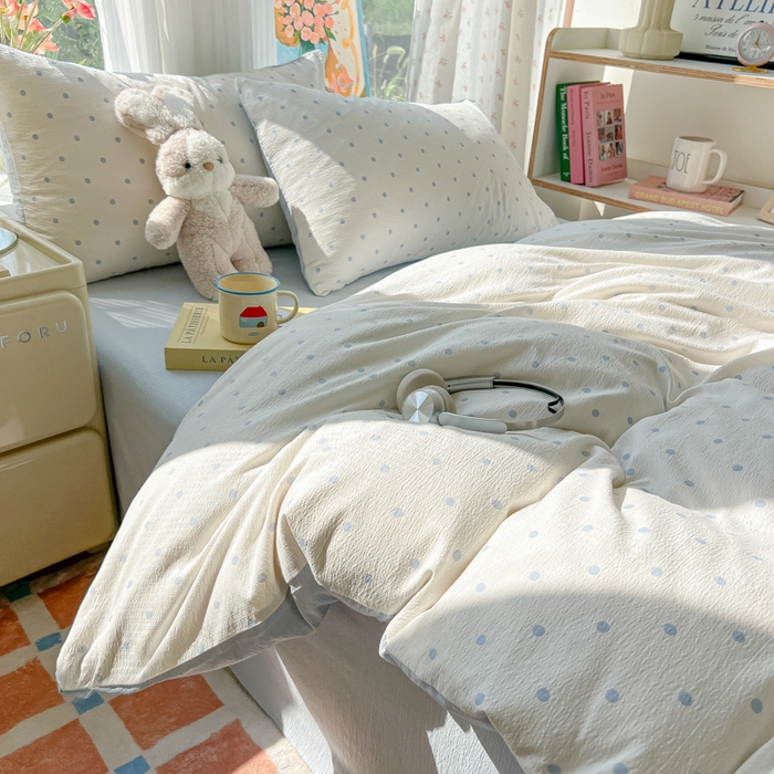 91家纺网 家纺一手货源 找家纺 瑞钰 2025新款云感双层纱暗合四件套 小确幸