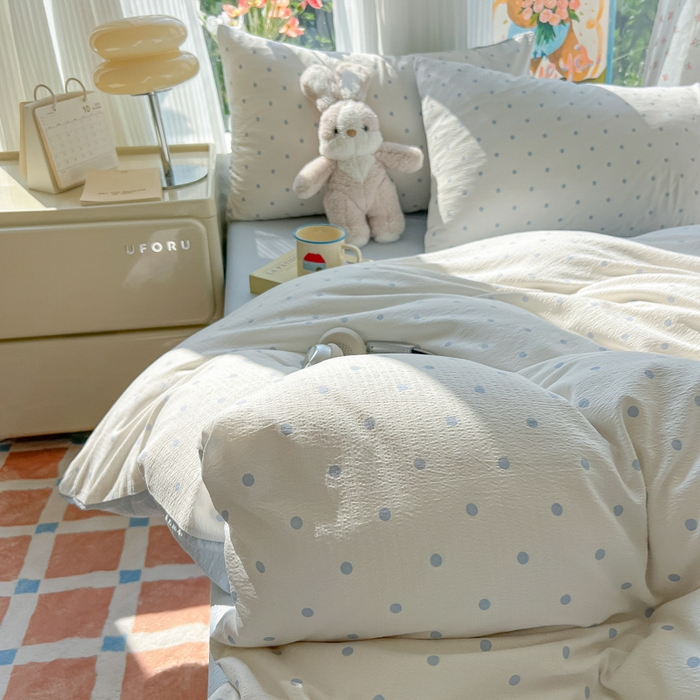 91家纺网 家纺一手货源 找家纺 瑞钰 2025新款云感双层纱暗合四件套 小确幸