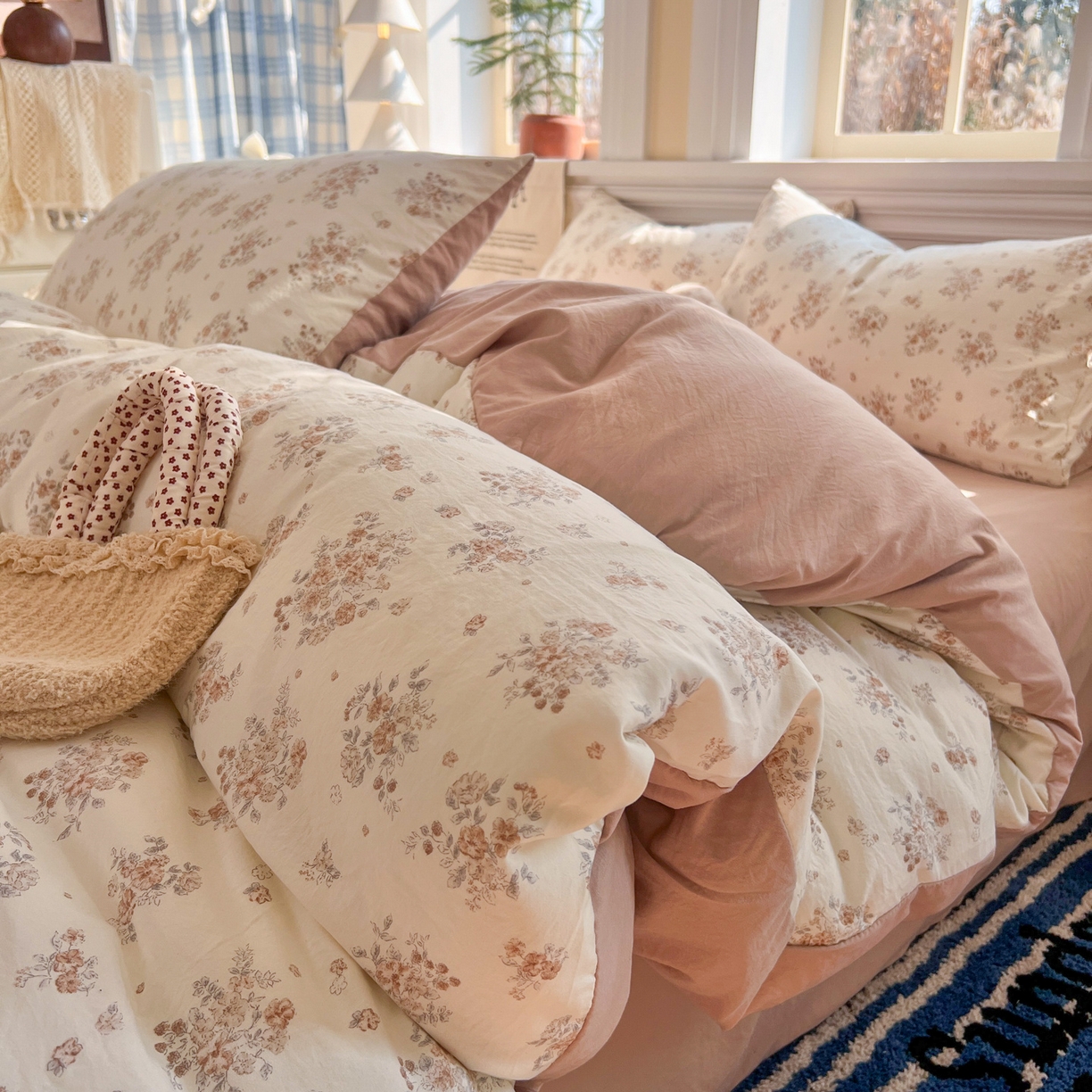 瑞钰 2026新款A类古法水洗仿棉云感纱四件套慕兮