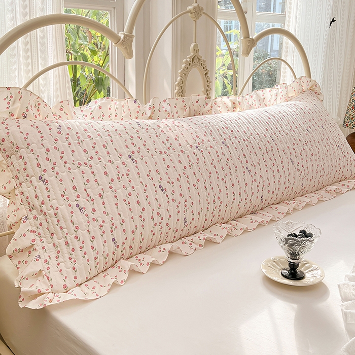 91家纺网 家纺一手货源 找家纺 圣比熊 2026新款A类云朵棉夹棉花边枕套宿舍情侣双人加长枕芯内胆套-双人枕套 花漾甜心（花边夹棉）