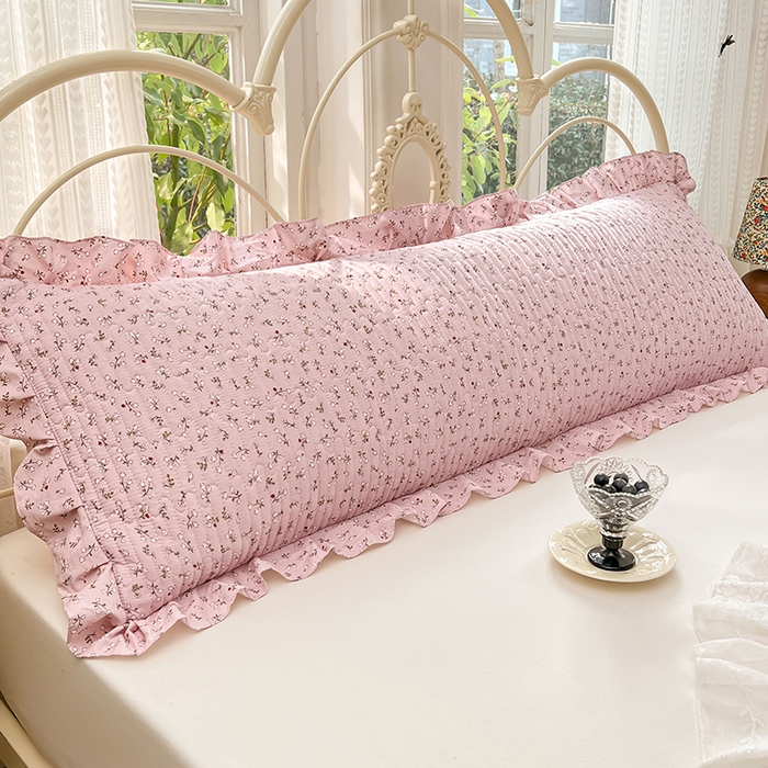 91家纺网 家纺一手货源 找家纺 圣比熊 2026新款A类云朵棉夹棉花边枕套宿舍情侣双人加长枕芯内胆套-双人枕套 爱丽丝-粉（花边夹棉）