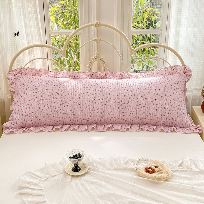 91家纺网 家纺一手货源 找家纺 圣比熊 2026新款A类云朵棉夹棉花边枕套宿舍情侣双人加长枕芯内胆套-双人枕套 爱丽丝-粉（花边夹棉）