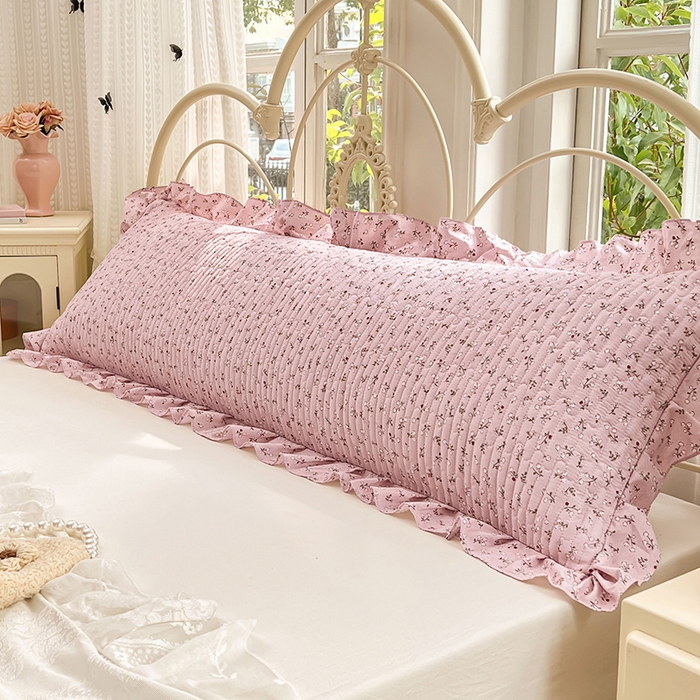 91家纺网 家纺一手货源 找家纺 圣比熊 2026新款A类云朵棉夹棉花边枕套宿舍情侣双人加长枕芯内胆套-双人枕套 爱丽丝-粉（花边夹棉）