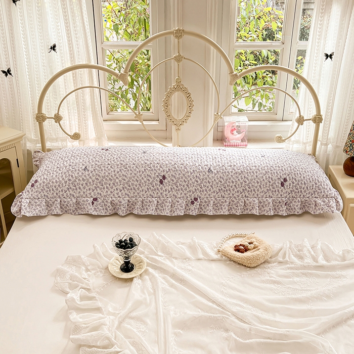 91家纺网 家纺一手货源 找家纺 圣比熊 2026新款A类云朵棉夹棉花边枕套宿舍情侣双人加长枕芯内胆套-双人枕套 蝴蝶梦境（花边夹棉）