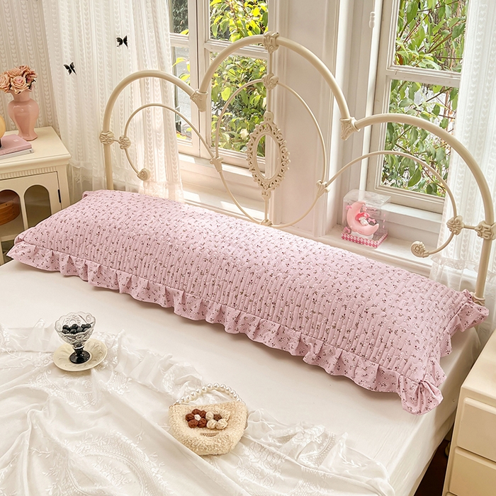 91家纺网 家纺一手货源 找家纺 圣比熊 2026新款A类云朵棉夹棉花边枕套宿舍情侣双人加长枕芯内胆套-双人枕套 爱丽丝-粉（花边夹棉）