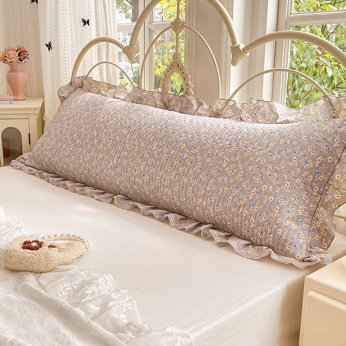 91家纺网 家纺一手货源 找家纺 圣比熊 2026新款A类云朵棉夹棉花边枕套宿舍情侣双人加长枕芯内胆套-双人枕套 花无归期（花边夹棉）