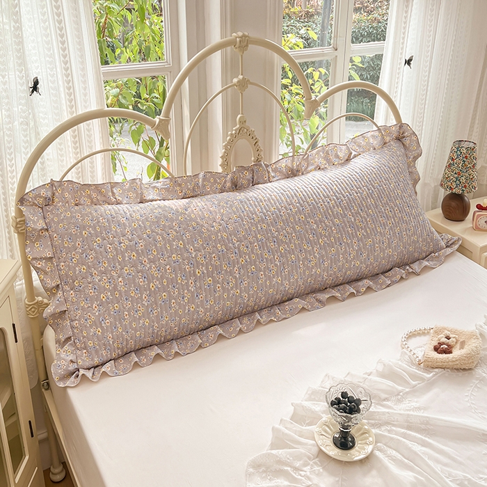 91家纺网 家纺一手货源 找家纺 圣比熊 2026新款A类云朵棉夹棉花边枕套宿舍情侣双人加长枕芯内胆套-双人枕套 花无归期（花边夹棉）