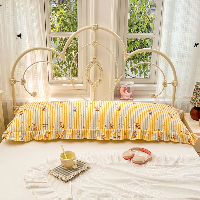 91家纺网 家纺一手货源 找家纺 圣比熊 2026新款A类云朵棉夹棉花边枕套宿舍情侣双人加长枕芯内胆套-双人枕套 小星愿（花边夹棉）