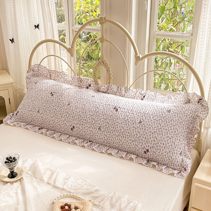 91家纺网 家纺一手货源 找家纺 圣比熊 2026新款A类云朵棉夹棉花边枕套宿舍情侣双人加长枕芯内胆套-双人枕套 蝴蝶梦境（花边夹棉）