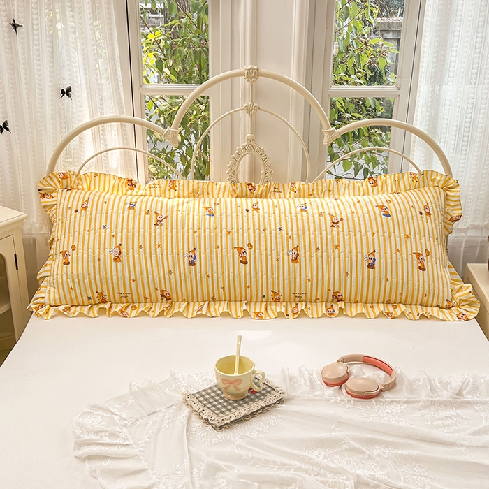 91家纺网 家纺一手货源 找家纺 圣比熊 2026新款A类云朵棉夹棉花边枕套宿舍情侣双人加长枕芯内胆套-双人枕套 小星愿（花边夹棉）