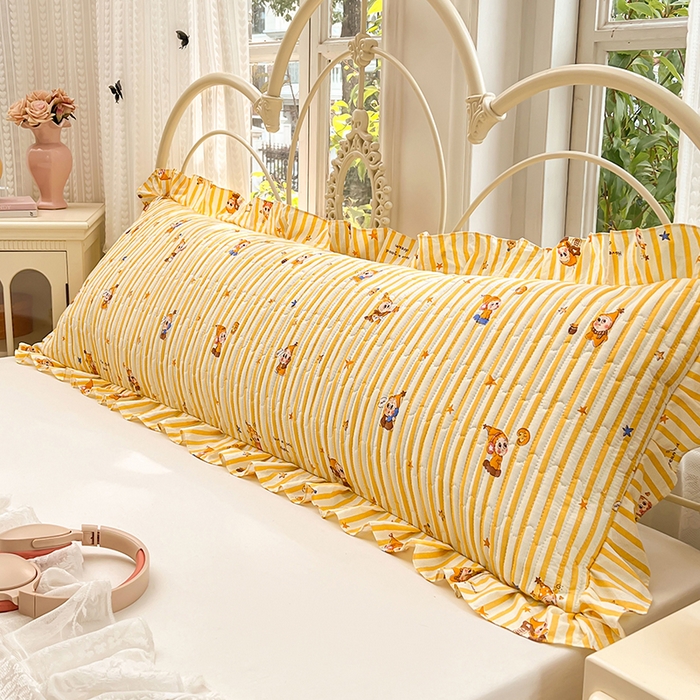 91家纺网 家纺一手货源 找家纺 圣比熊 2026新款A类云朵棉夹棉花边枕套宿舍情侣双人加长枕芯内胆套-双人枕套 小星愿（花边夹棉）