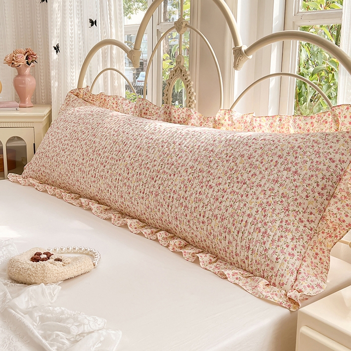 91家纺网 家纺一手货源 找家纺 圣比熊 2026新款A类云朵棉夹棉花边枕套宿舍情侣双人加长枕芯内胆套-双人枕套 芊芊花海（花边夹棉）