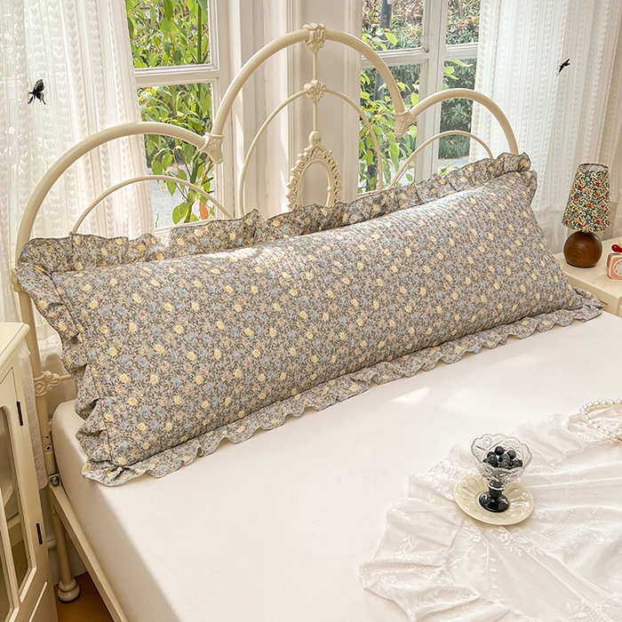 91家纺网 家纺一手货源 找家纺 圣比熊 2026新款A类云朵棉夹棉花边枕套宿舍情侣双人加长枕芯内胆套-双人枕套 海棠花开（花边夹棉）