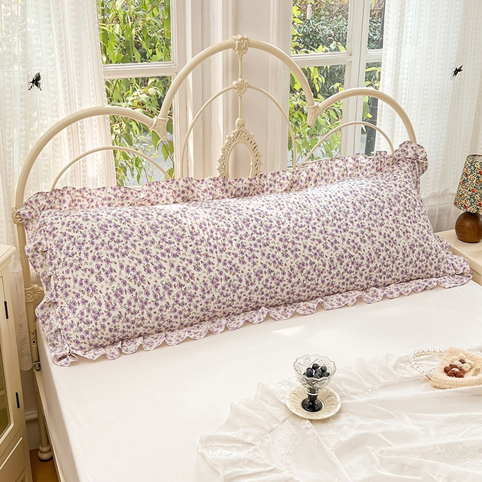 91家纺网 家纺一手货源 找家纺 圣比熊 2026新款A类云朵棉夹棉花边枕套宿舍情侣双人加长枕芯内胆套-双人枕套 紫韵星野（花边夹棉）