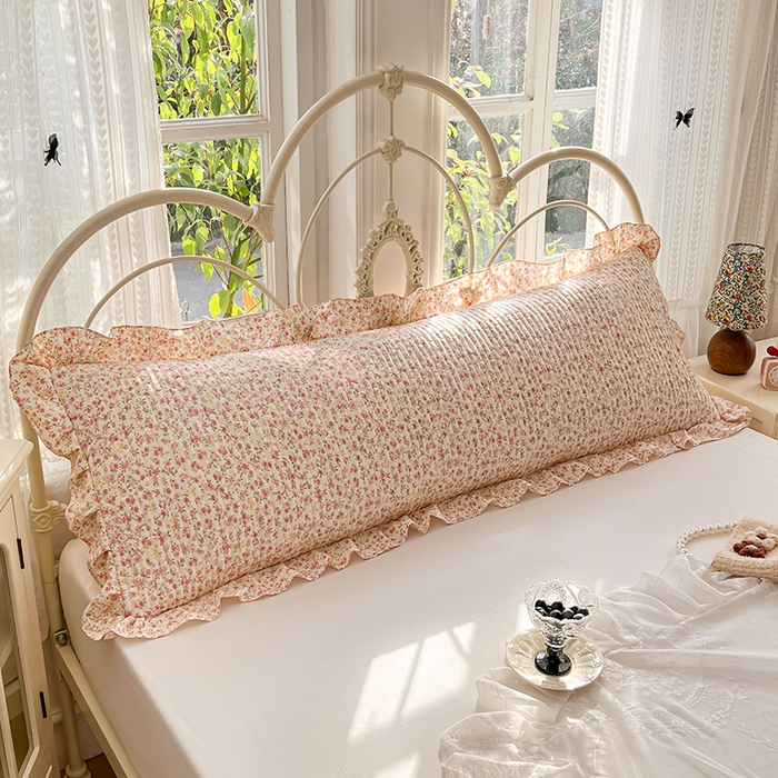 91家纺网 家纺一手货源 找家纺 圣比熊 2026新款A类云朵棉夹棉花边枕套宿舍情侣双人加长枕芯内胆套-双人枕套 芊芊花海（花边夹棉）