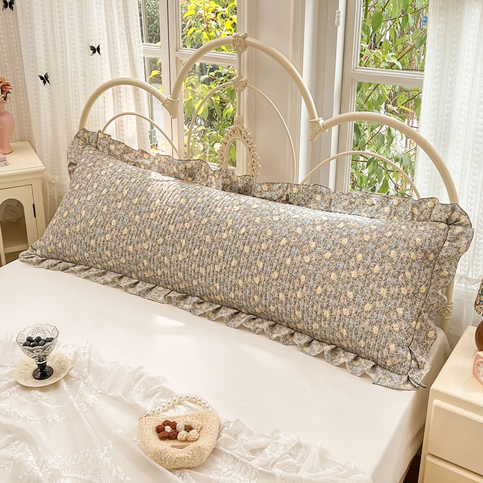 91家纺网 家纺一手货源 找家纺 圣比熊 2026新款A类云朵棉夹棉花边枕套宿舍情侣双人加长枕芯内胆套-双人枕套 海棠花开（花边夹棉）