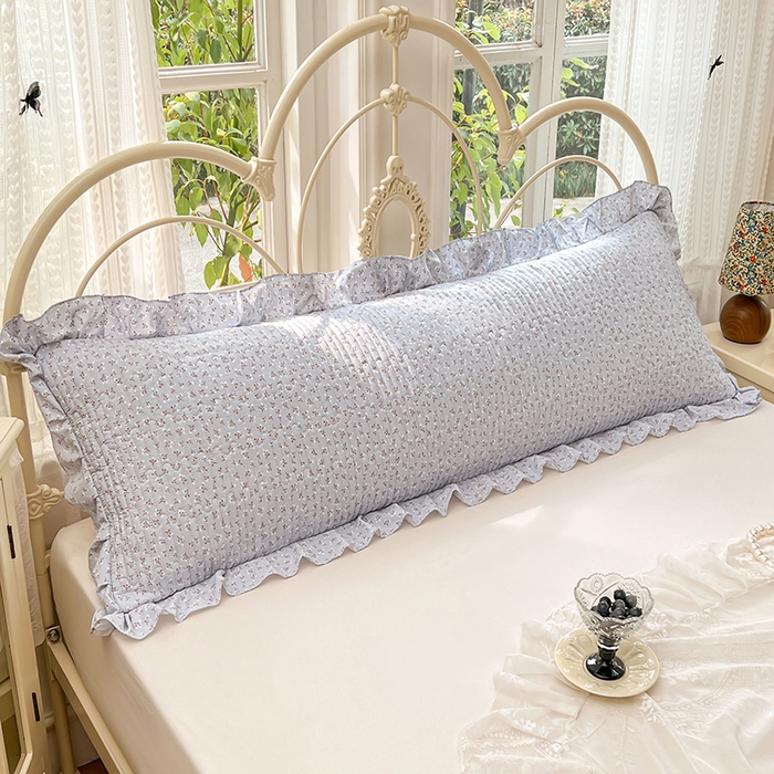 91家纺网 家纺一手货源 找家纺 圣比熊 2026新款A类云朵棉夹棉花边枕套宿舍情侣双人加长枕芯内胆套-双人枕套 满天星-蓝（花边夹棉）