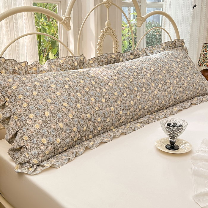 91家纺网 家纺一手货源 找家纺 圣比熊 2026新款A类云朵棉夹棉花边枕套宿舍情侣双人加长枕芯内胆套-双人枕套 海棠花开（花边夹棉）