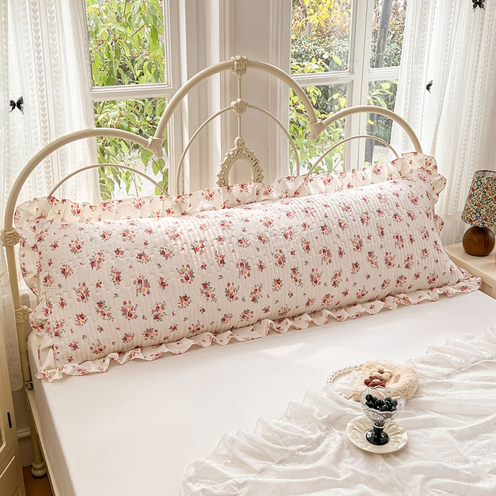 91家纺网 家纺一手货源 找家纺 圣比熊 2026新款A类云朵棉夹棉花边枕套宿舍情侣双人加长枕芯内胆套-双人枕套 粉黛花园（花边夹棉）