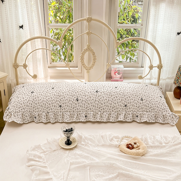 91家纺网 家纺一手货源 找家纺 圣比熊 2026新款A类云朵棉夹棉花边枕套宿舍情侣双人加长枕芯内胆套-双人枕套 花无意（花边夹棉）