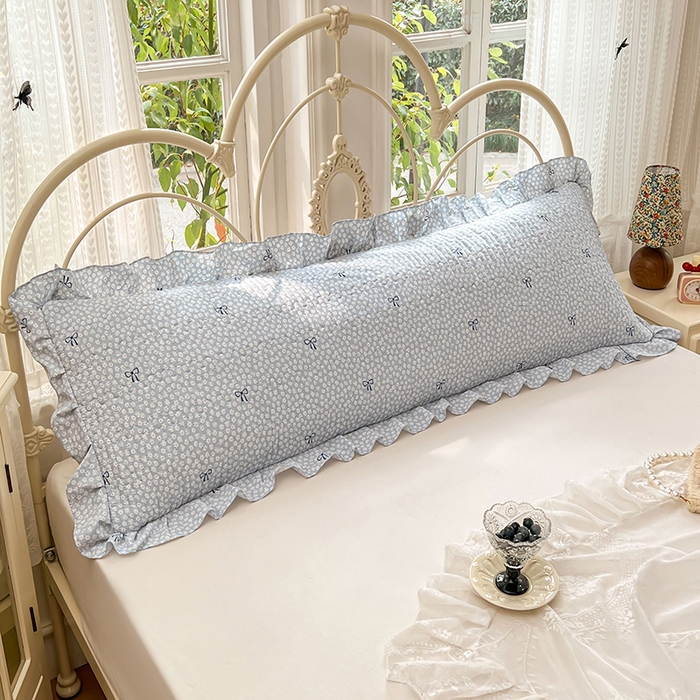 91家纺网 家纺一手货源 找家纺 圣比熊 2026新款A类云朵棉夹棉花边枕套宿舍情侣双人加长枕芯内胆套-双人枕套 花屿轻梦（花边夹棉）