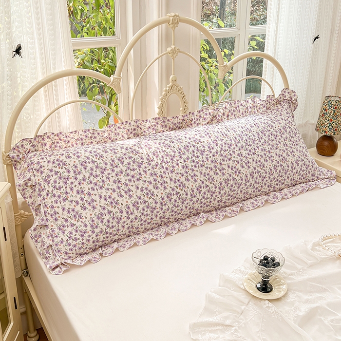 91家纺网 家纺一手货源 找家纺 圣比熊 2026新款A类云朵棉夹棉花边枕套宿舍情侣双人加长枕芯内胆套-双人枕套 紫韵星野（花边夹棉）