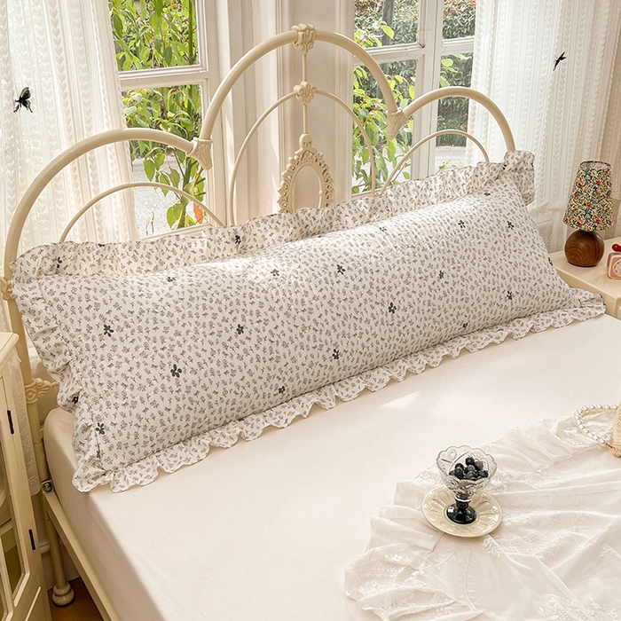 91家纺网 家纺一手货源 找家纺 圣比熊 2026新款A类云朵棉夹棉花边枕套宿舍情侣双人加长枕芯内胆套-双人枕套 花无意（花边夹棉）